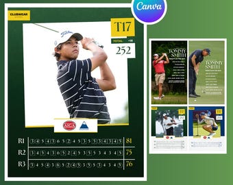 Golf Scorecard & Tournament Social Media Templates - Canva - Bearbeitbare Instagram Grafik