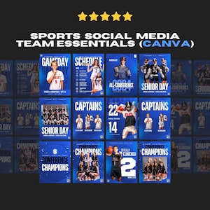 Professional Canva Sports Templates - 12 Customizable Graphics for Social Media / Instagram - Gameday, Final Score, Schedule, Senior Night image 1