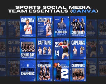 Professional Canva Sports Templates - 12 Customizable Graphics for Social Media / Instagram - Gameday, Final Score, Schedule, Senior Night