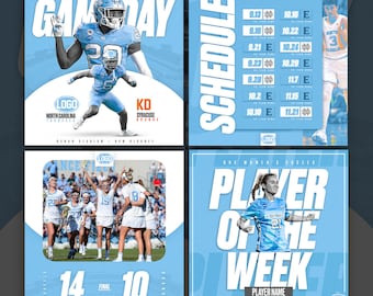 Professional Photoshop Sports Social Media / Instagram Templates - Gameday, Final Score, Schedule Designs - Customizable Graphics / Flyers