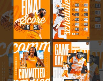 Pro-Level Photoshop Sports Social Media Templates - Instagram Dimensions - Gameday, Final Score, Committed, Schedule Graphics