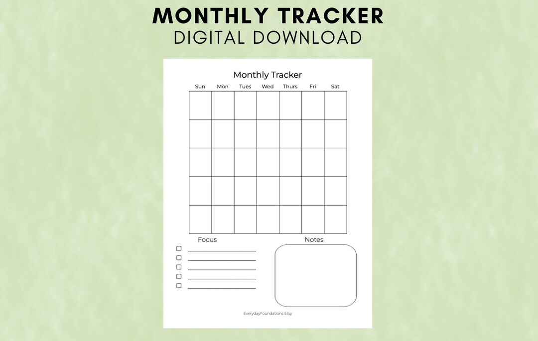 Monthly Digital Tracker Instant Printable Download - Etsy