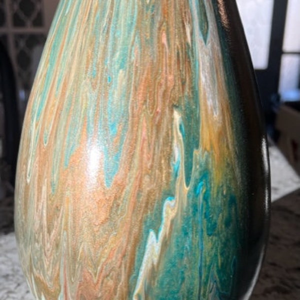 Beautiful turquoise and earth tones glass vase