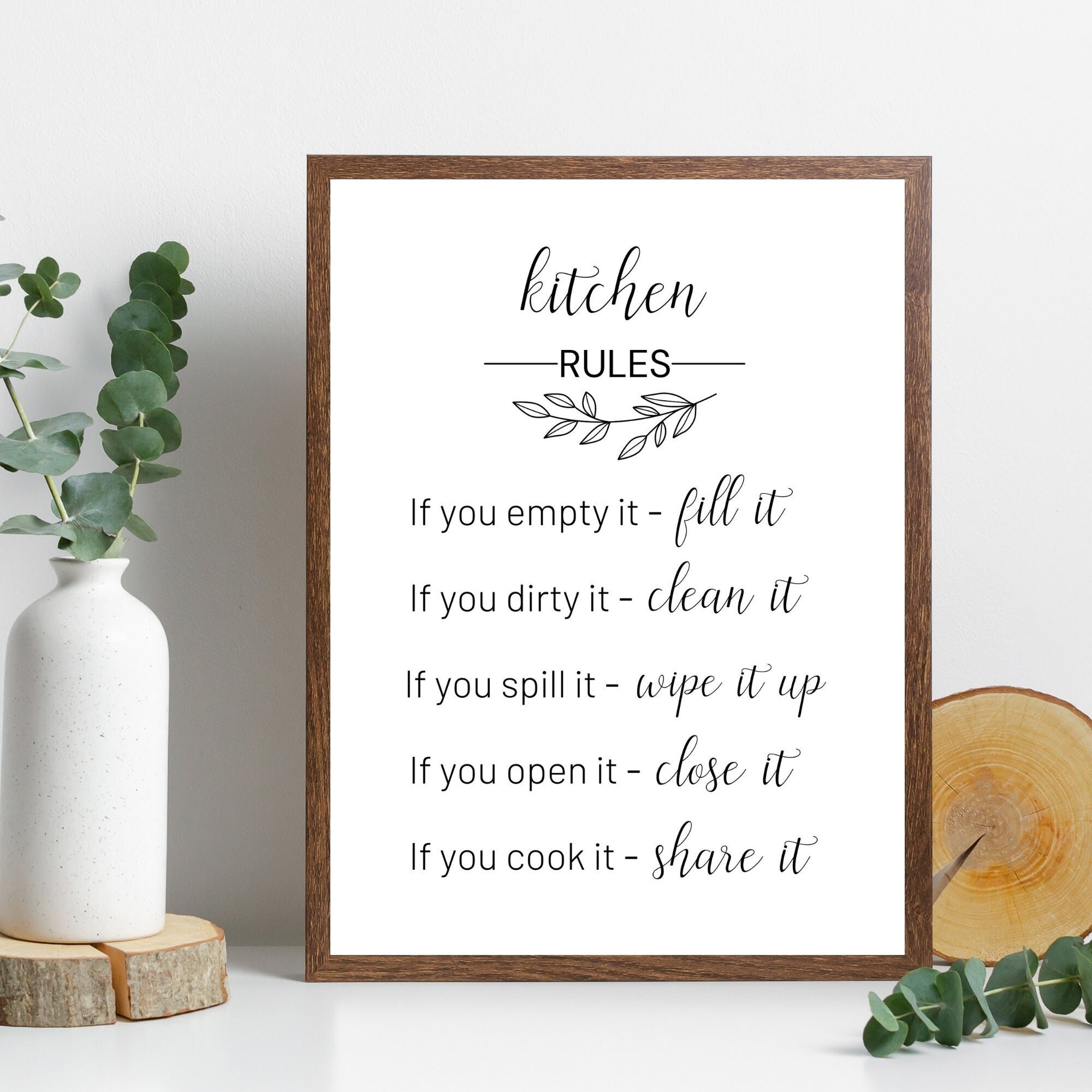 Kitchen Rules Printable Wall Art, Kitchen Wall Decor, Kitchen Poster, Kitchen Gift, Modern ...
