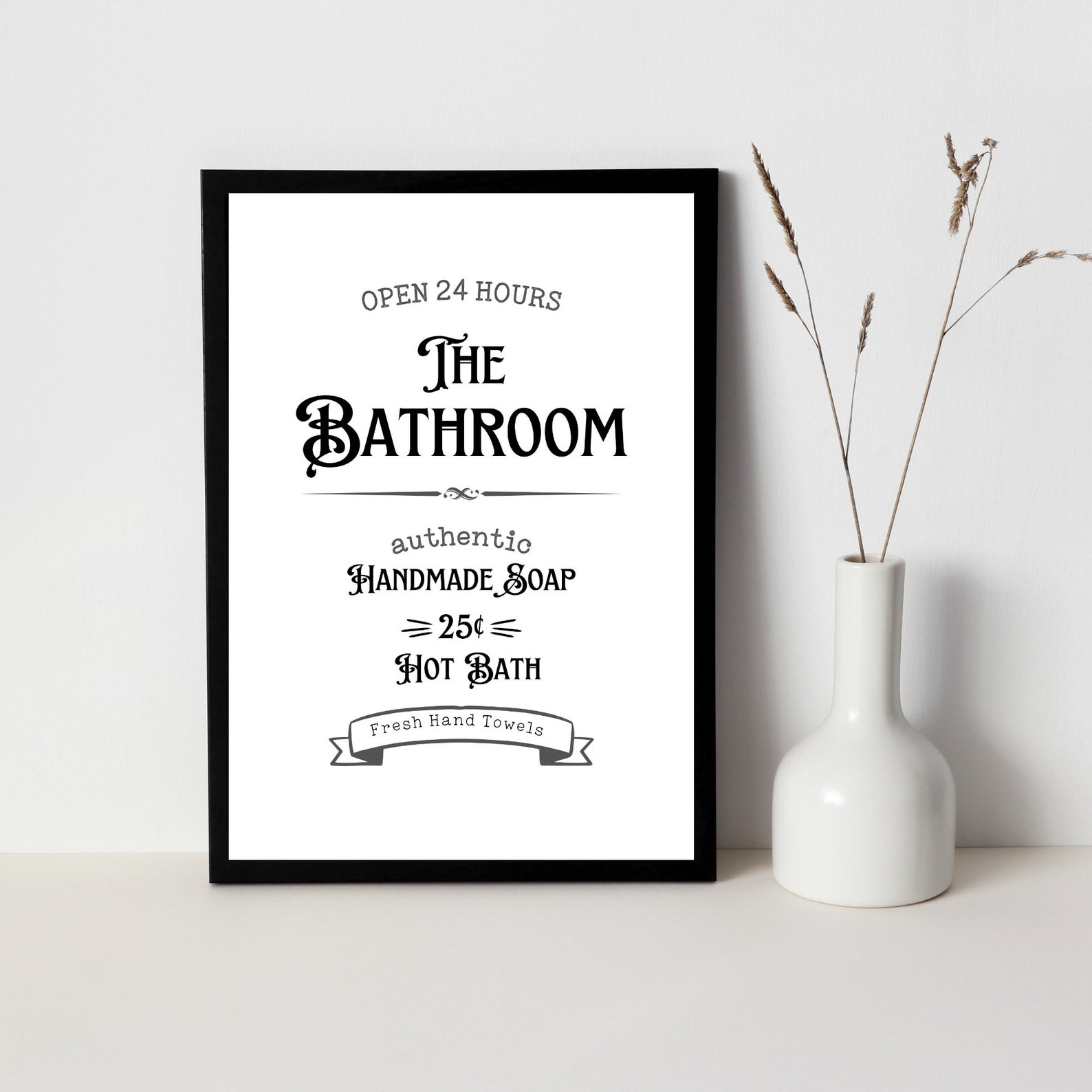 Vintage Bathroom Printable Art, Typography Print, Farmhouse Decor ...
