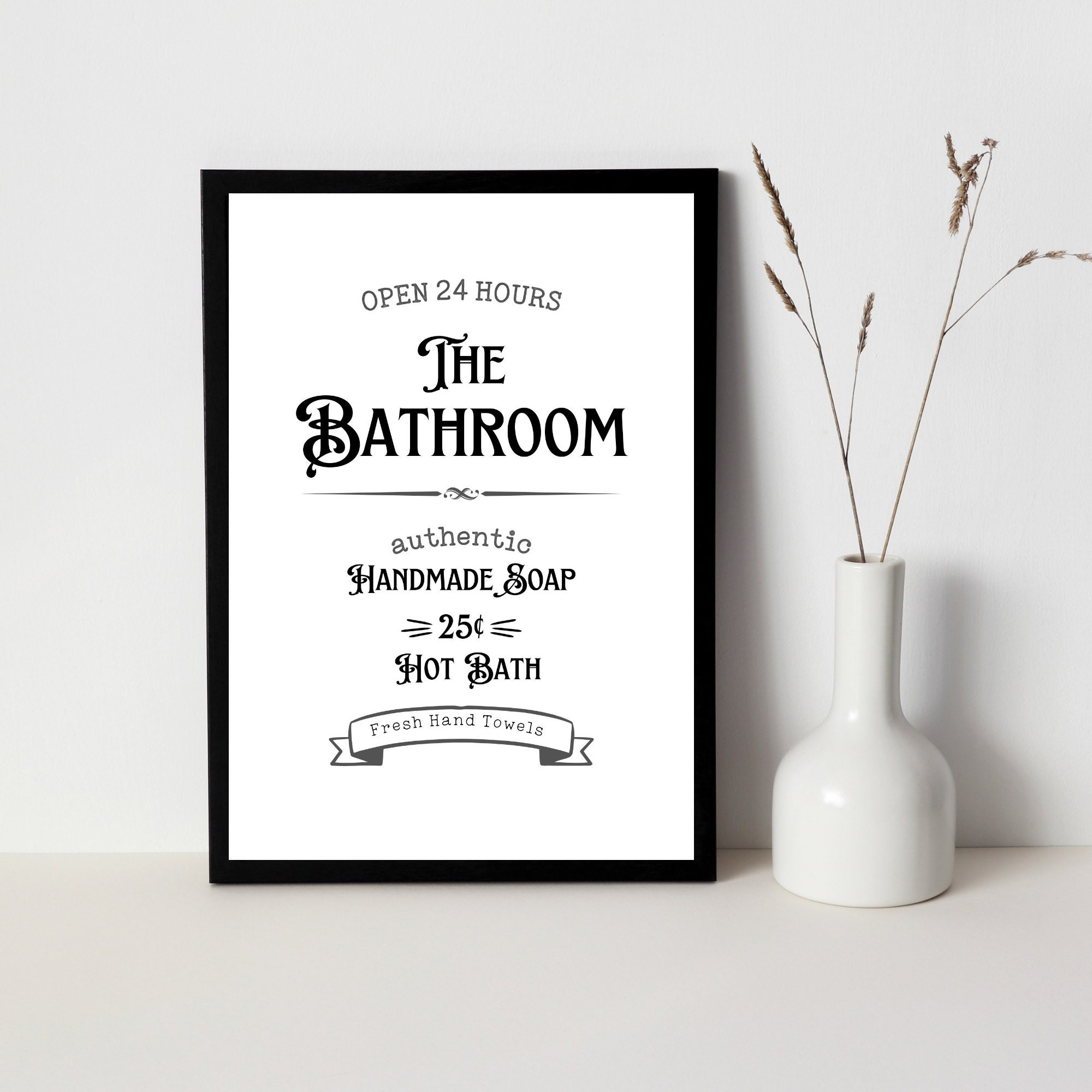 Vintage Bathroom Printable Art, Typography Print, Farmhouse Decor ...