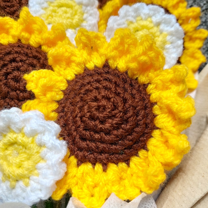 Crochet Sunflower Bouquet Gift For Her Crochet Flower Bouquet Gift For Her Knitted Sunflower Gift Knitted Flower Bouquet Graduation Gift