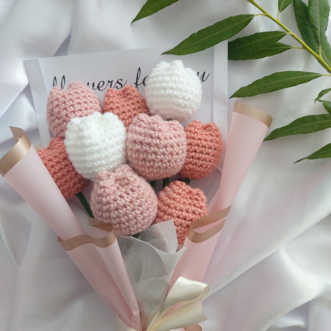 Crochet Flower Gift for Mum Crochet Bouquet Gift Knitted Flower Bunch