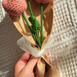 Crochet Flower Tulip Birthday Gift Knitted Flower Bouquet Crochet Flower Gift Bday Crochet Tulip Bouquet Gift For Mother Day Flowers Bunch