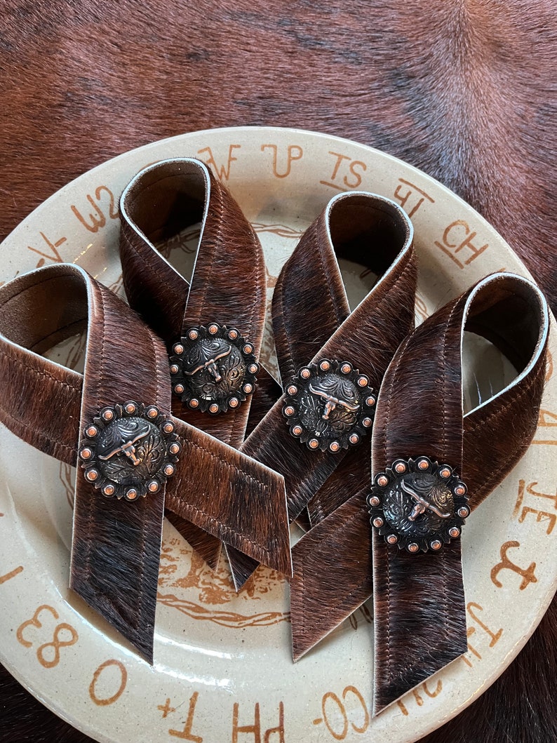 Dark Brindle Cowhide Concho Napkin Rings Etsy