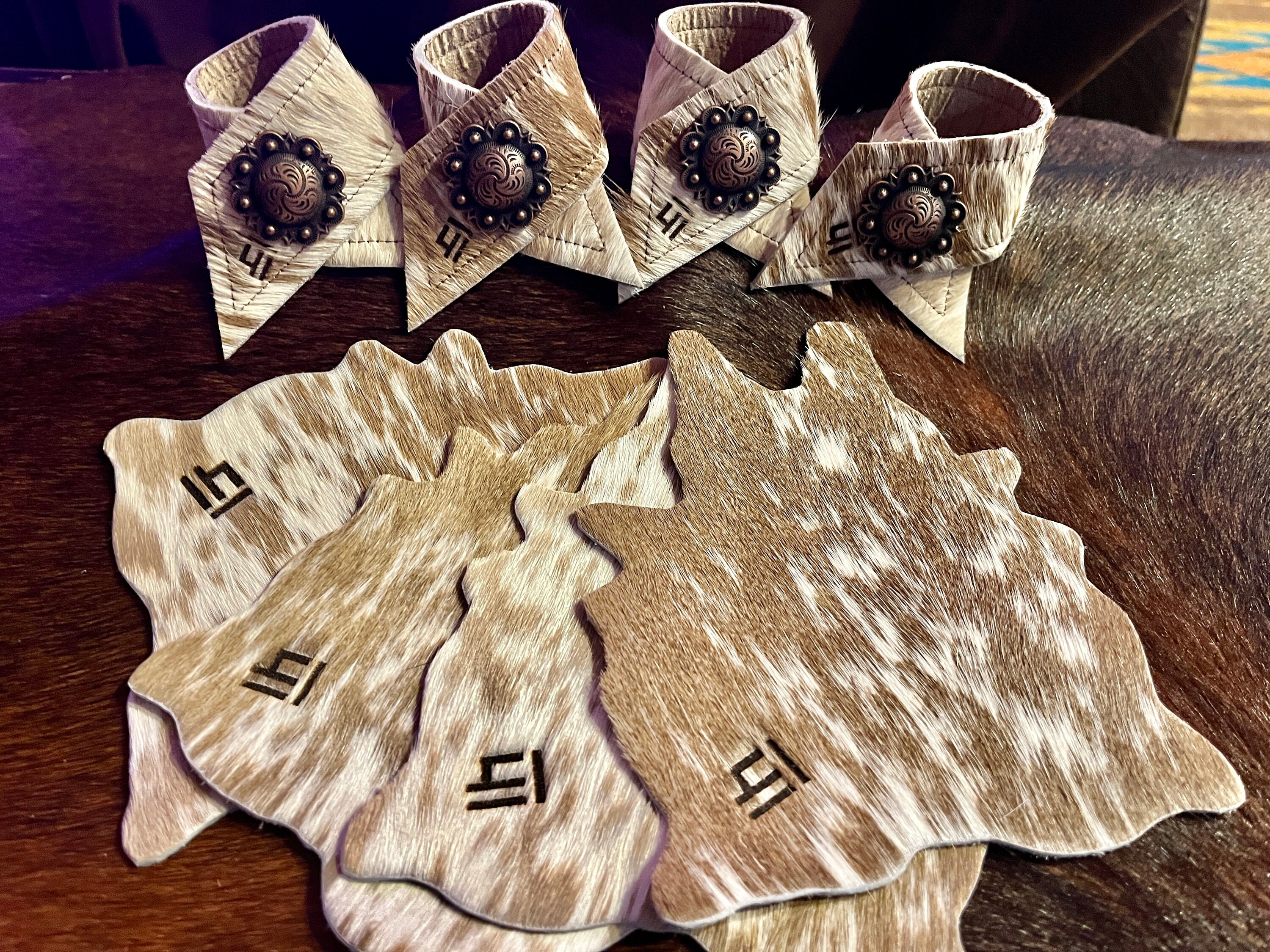 Custom Branded Cowhide Napkin Rings Etsy