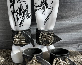 Rodeo Champs Western Cowhide Napkin Rings