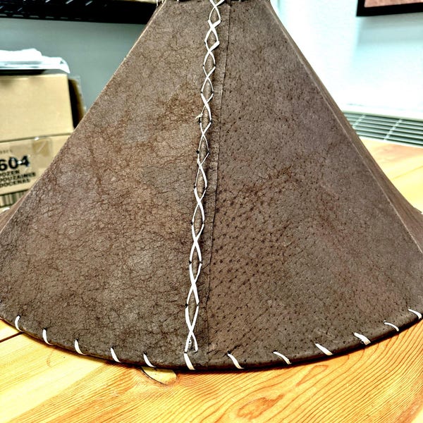 24" Brown Leather Lamp Shade