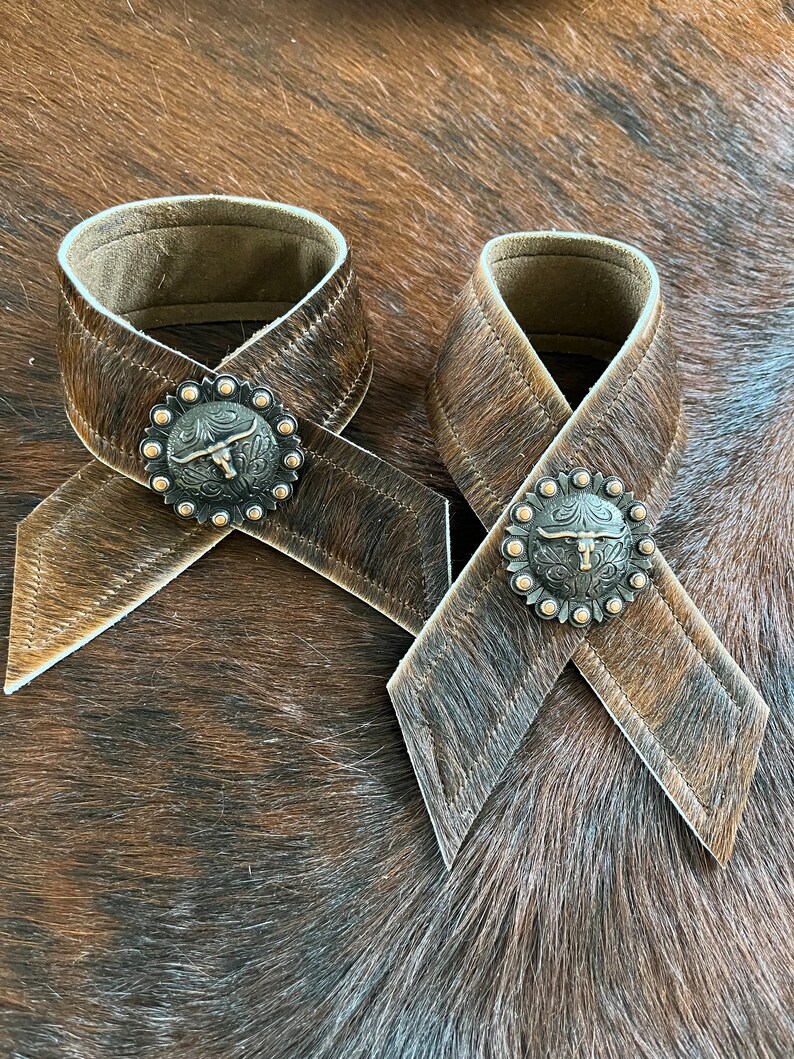 Dark Brindle Cowhide Concho Napkin Rings Etsy