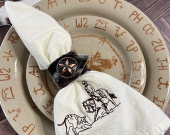 Lonestar Cowhide Napkin Rings