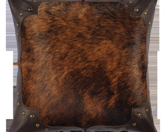 Dark Brindle Cowhide Leather Pillow