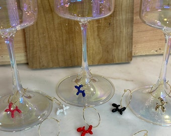 Balloon Dog Wine Charms / conjunto de 8 / divertidos regalos de arte pop para amantes del vino / decoración de fiesta