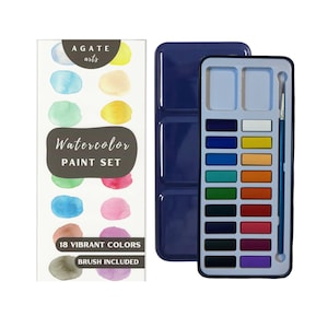 Watercolor Paint Set, Watercolor Paints, 18 Color Paints, Paint Set, Watercolor Palette, Watercolor Paint Gift, Watercolor Paints with brush