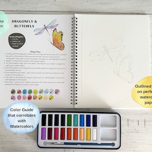 Beginner Watercolor Workbook Kit - Includes 12 Colors Paint & Brush