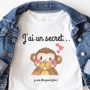 Pregnancy Announcement in French. Future Big Brother Gift. Soon to be Big Brother. Child T-shirt. Baby Announcement Gift. Future Grand Frère