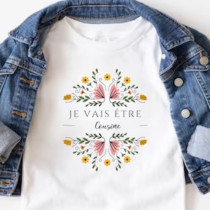 Pregnancy Announcement in French. Future Cousin Gift in French. Soon to be Cousin. Child T-shirt. Baby Announcement Gift. Bientôt Cousine.