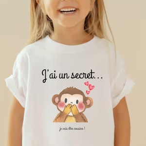 Pregnancy Announcement in French. Future Cousin Gift in French. Soon to be Cousin. Child T-shirt. Baby Announcement Gift. Bientôt Cousine.