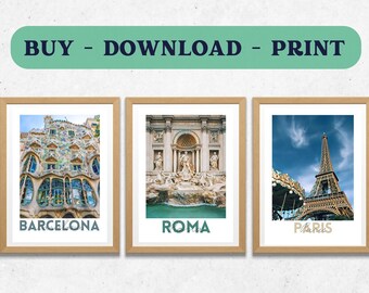 City prints Colour travel poster Set of 3 Posters Gift Home decor Destination prints City photographs   Printable  Art, Gallery Wall