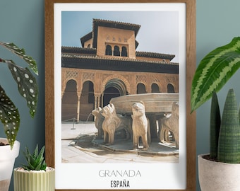 Granada Poster, Printable Wall Art | Alhambra Granada Print | Travel Poster Spain City, Digital Print | Alhambra Painting, Travel Print