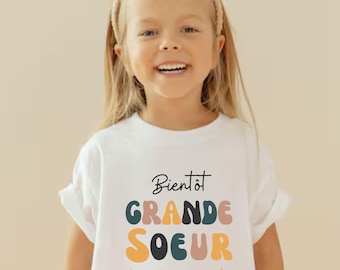 Pregnancy Announcement in French. Future Big Sister Gift. Soon to be Big Sister. Child T-shirt. Baby Announcement Gift. Future Grande Soeur