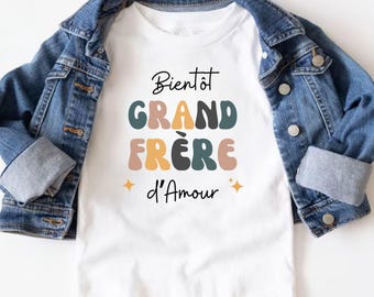 Annonce Grossesse. Tshirt Futur Grand Frère. Cadeau Naissance. Bientôt Grand Frère. T-shirt Enfant. Cadeau Annonce Bébé. T-shirt Grand Frère