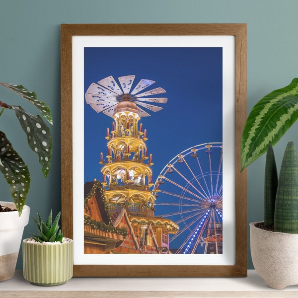 Nuremberg Germany Christmas Market Print | German Christmas Wall Art | Winter Holiday Poster Bavaria, Nuremberg Christmas Market Photo