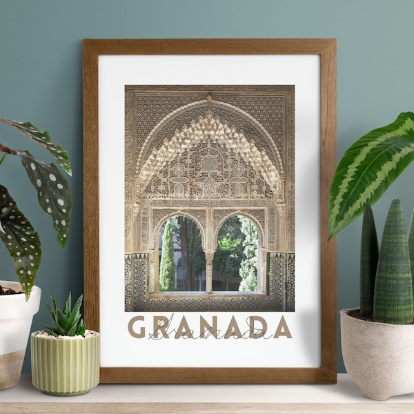 Alhambra Poster | Digital Dowload, Spain Travel Poster, Alhambra Window Print, Islamic Decoration, Moorish Architecture, Nasrid Palace Photo