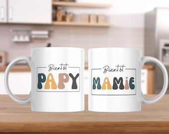 Pregnancy Announcement for Grandparents. Set of Mugs for Future Grandparents. Soon-to-be Grandma and Grandpa. Grandparents Gift. Family Pregnancy Announcement.