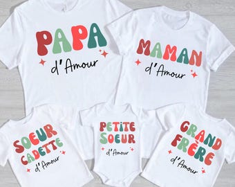 Matching Family T-Shirt Set. Adult, Child, and Baby Bodysuit Sizes. 100% Organic Cotton. Personalized Matching Family Clothing