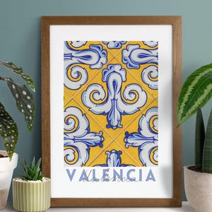 Pôster de Valência | Arte de parede para impressão, decoração de casa, impressões em mosaico de azulejos espanhóis, download digital, galeria de parede de Valência na Espanha, impressão de arte grande