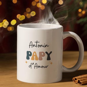 Personalized Gift for Grandfather in French. Papy d&#39;Amour. Grandfather&#39;s Day Mug. Christmas Gift for Grandpa with its Name.