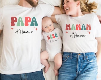 Matching Family T-shirt. French Family Set. Personalized Family Gift. Personalized Dad / Personalized Mom T-shirt. Papa, Maman and Bébé.