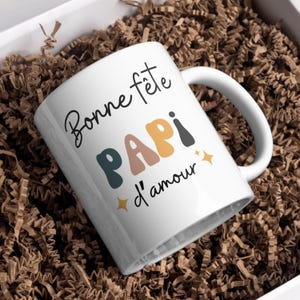 Gift for Grandfather&#39;s Day in French. Grandfather&#39;s Day Mug. Fête des Grand-Pères Mug. Gift for French Grandpa. Bonne Fête Papy d&#39;Amour.