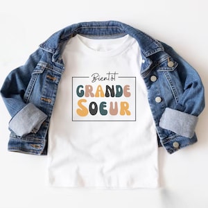 Pregnancy Announcement in French. Future Big Sister Gift. Soon to be Big Sister. Child T-shirt. Baby Announcement Gift. Bientôt Grande Soeur
