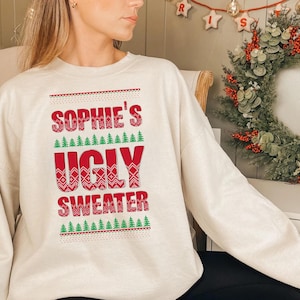 Custom Ugly Christmas Sweater. Personalized Ugly Christmas Pullover. Funny Christmas Outfit. Family Gift Idea. Retro Christmas Sweatshirt.