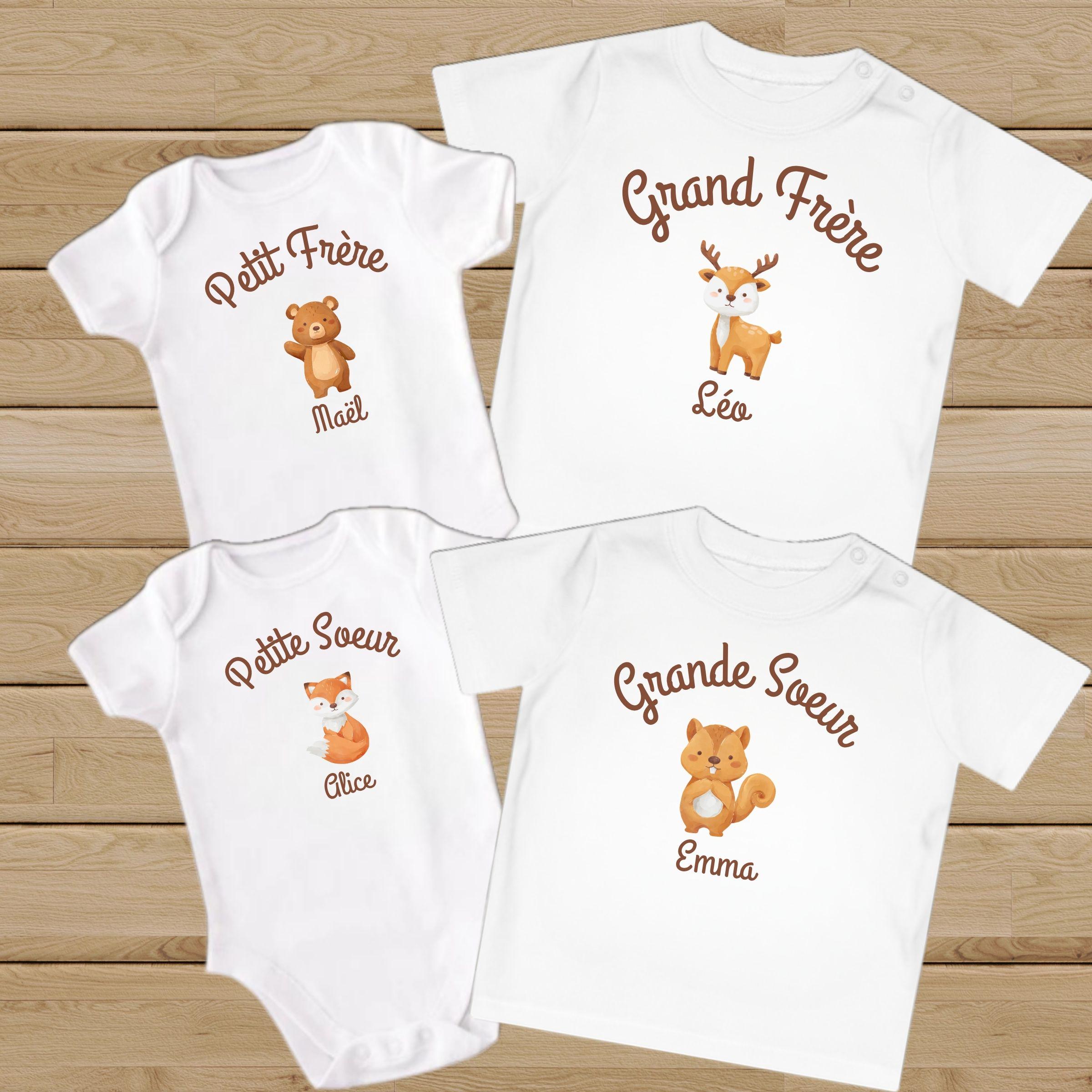 T-shirt Assorti Frère Et Sœur – Bavoirs Et Pyjama Pour Bébé
