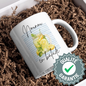 Mug French Babygsitter. Nounou Gift. Nounou Appreciation Gift. Nounou en balade. Mug for French Babysitter. Summer Holiday Mug.