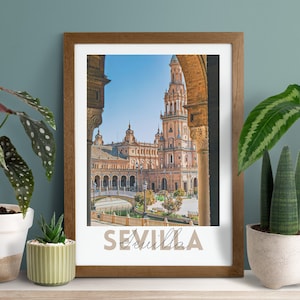 Sevilla Poster, printable wall art | Spain city print | Seville Illustration | Digital Download | Spain Travel Poster | Andalucia Home Decor