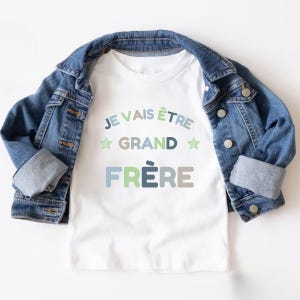 Pregnancy Announcement in French. Future Big Brother Gift. Soon to be Big Brother. Child Tshirt. Baby Announcement Gift. Bientôt Grand Frère