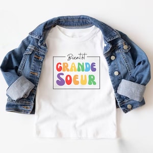 Pregnancy Announcement in French. Future Big Sister Gift. Soon to be Big Sister. Child T-shirt. Baby Announcement Gift. Bientôt Grande Soeur
