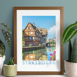 Strasbourg Poster | Printable Wall Art, France City Scape, Digital Download, La Petite France Print, Large Art Print, Strasbourg Old Town