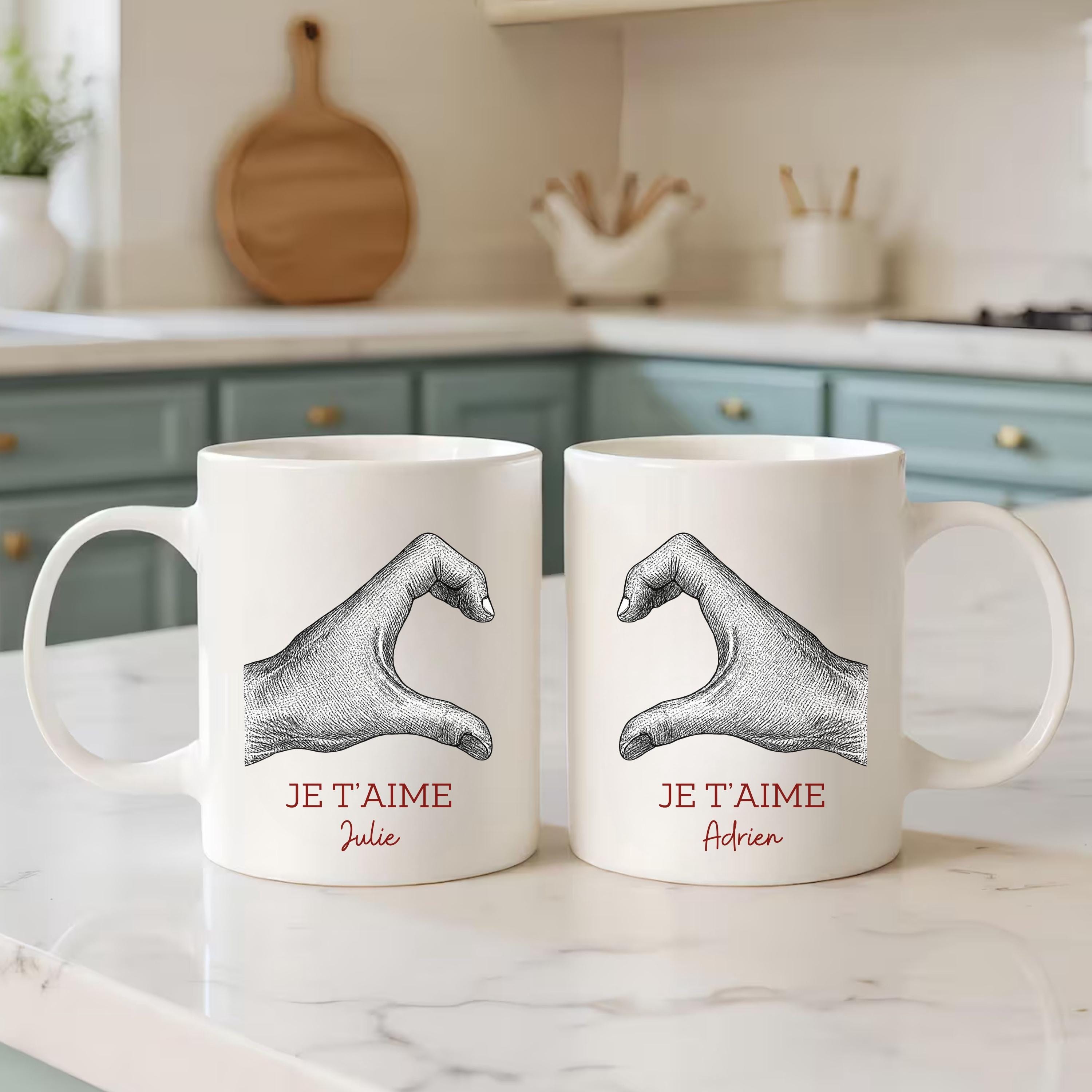 Personalized Couple Mug Set. Set of 2 Mugs with Personalized Names. Personalized Valentine's Day Gift. Couple Gift. Wedding Gift