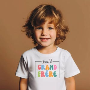 Pregnancy Announcement in French. Future Big Brother Gift. Soon to be Big Brother. Child Tshirt. Baby Announcement Gift. Bientôt Grand Frère