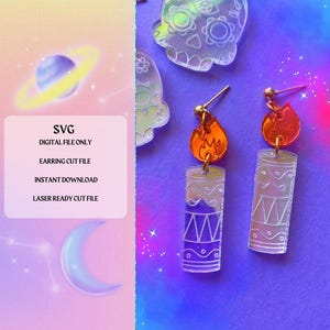 Tag der Toten Kerze Ohrring SVG Schnitt Datei | Laserbereit | Glowforge Bereit | Ohrring Cut File | Digitaler Download | Halloween SVG-Datei