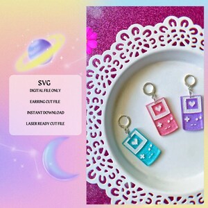 Arquivo de corte SVG para brincos Gamer Girl Nostalgia dos anos 90 | Pronto para laser | Pronto para Glowforge | Arquivo de corte para brincos | Download digital | brinco SVG |